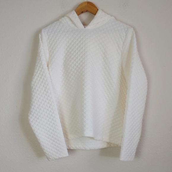 NEW J Crew Women's Quilted Hoodie Pullover Sweater Cream Size Large - Picture 2 of 13